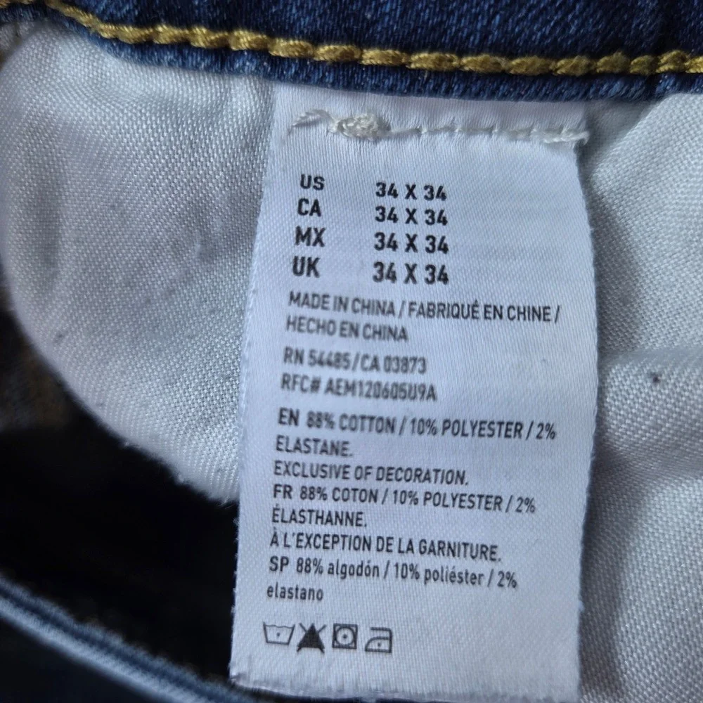 American Eagle Slim Straight Jeans Mens 34x34 Blue Extreme Flex Denim Casual